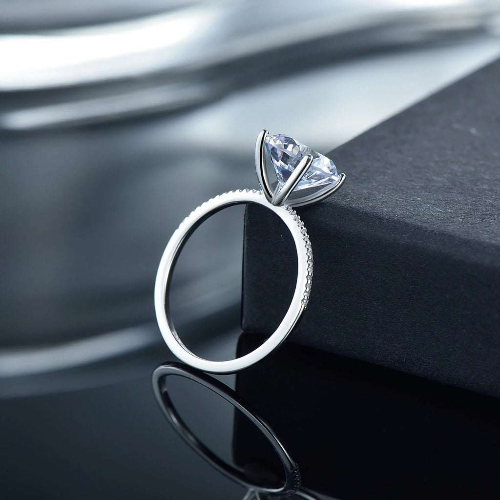 2023 Classic Luxury Real Solid 925 Sterling Silver Ring 3Ct 10 Hearts Arrows Zircon Wedding Jewelry Rings Engagement for Women