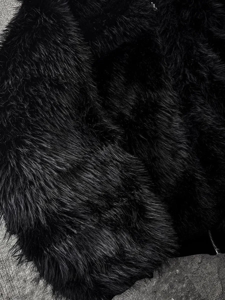 Parka reversible de piel sintética para hombre Mauroicardi, otoño-invierno, de corte extragrande, gruesa, cálida, negra, con capucha y cierre de cremallera, chaqueta esponjosa 2025