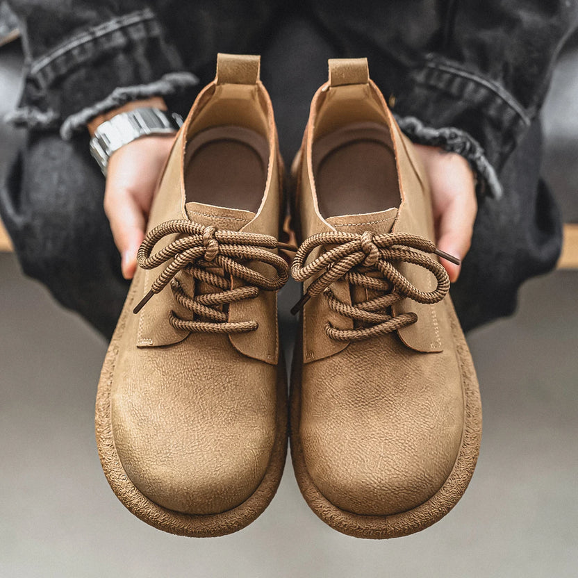 Men Plus Size Retro British Style PU Leather Shoes Ankle Comfortable Foot Feel Casual Shoe Wear-Resistant Outsole Walking Shoes