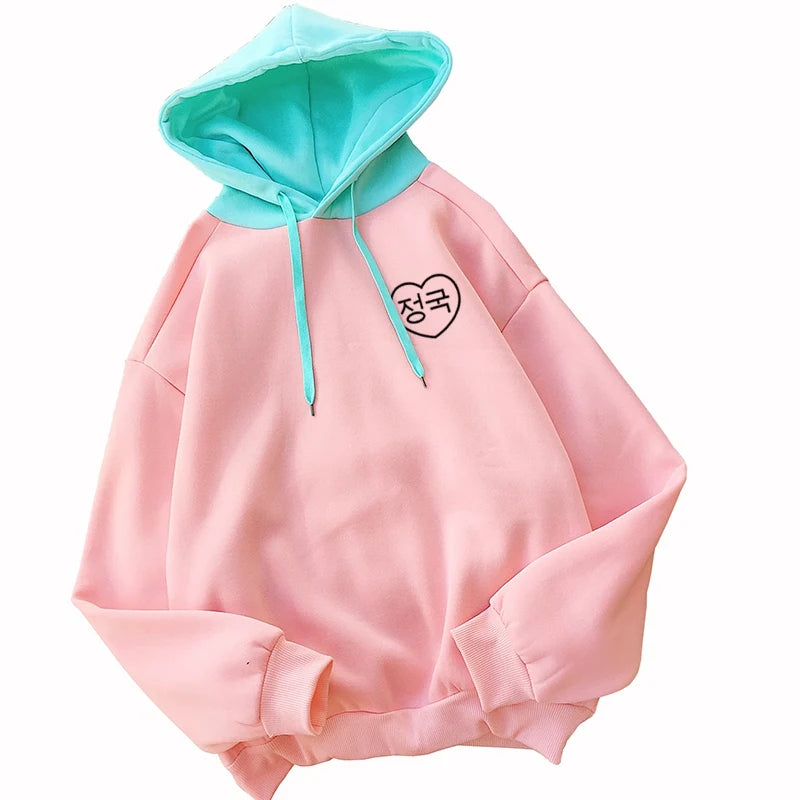 Lawendowo-różowa bluza oversize w stylu Harajuku z haftem truskawki, jesienno-zimowa, damska, kawaii, luźna, z długim rękawem, XXL