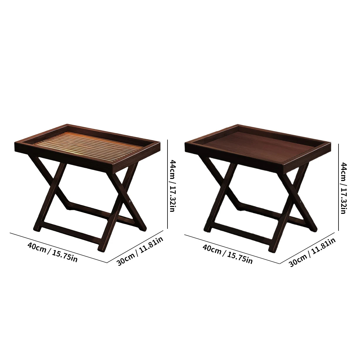 Klappbarer Outdoor-Beistelltisch aus Bambus in Teefarben – 40 cm x 30 cm, wetterfest und leicht für Camping und Terrasse