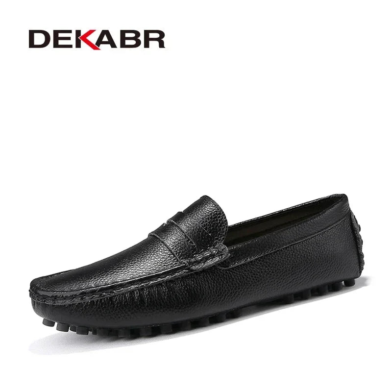 DEKABR Large Size 49 Men Loafers Soft Moccasins Spring Autumn Genuine Leather Shoes Men Warm Flats Driving Shoes