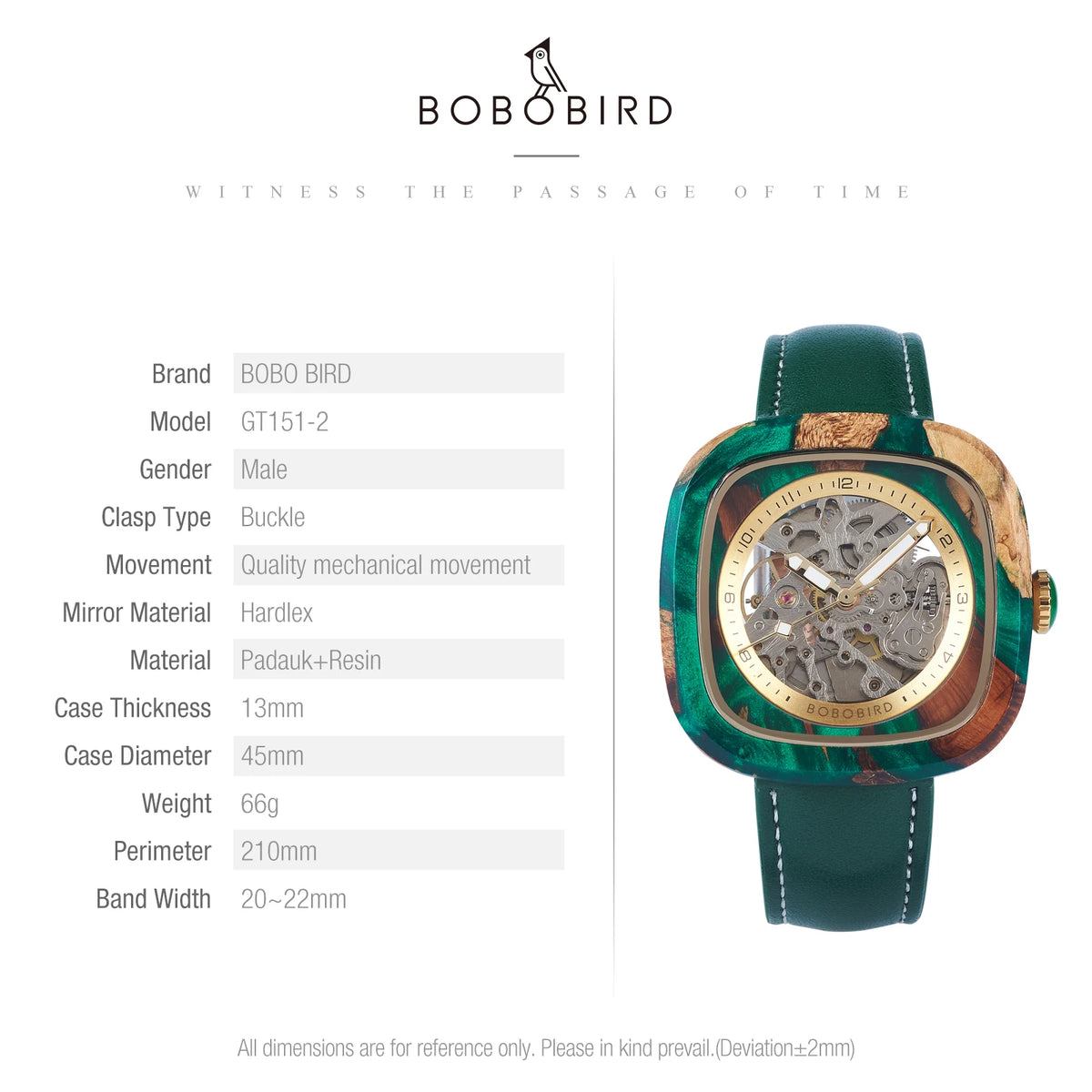 Personalized Men's Mechanical BOBO BIRD Resin Wooden Wristwatch Customized Name Logo Gift for Boyfriend Support Dropshipping