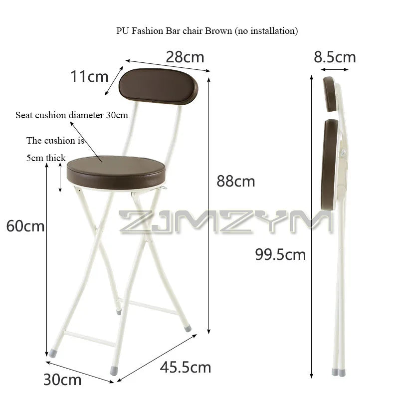Klappstühle Modern Einfacher Barhocker Tragbare Café-Esszimmerstühle PU-Rückenlehne Modische Möbel Platzsparende Stühle