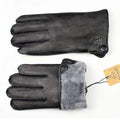 Men's Deer Skin Goat Skin Gloves Fashionable Driver's Autumn and Winter Thick Anti Cold and Warm Motorcycle Riding Gloves