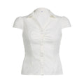 Women's White Slim Fit Button-Up Cotton Polyester Shirt
