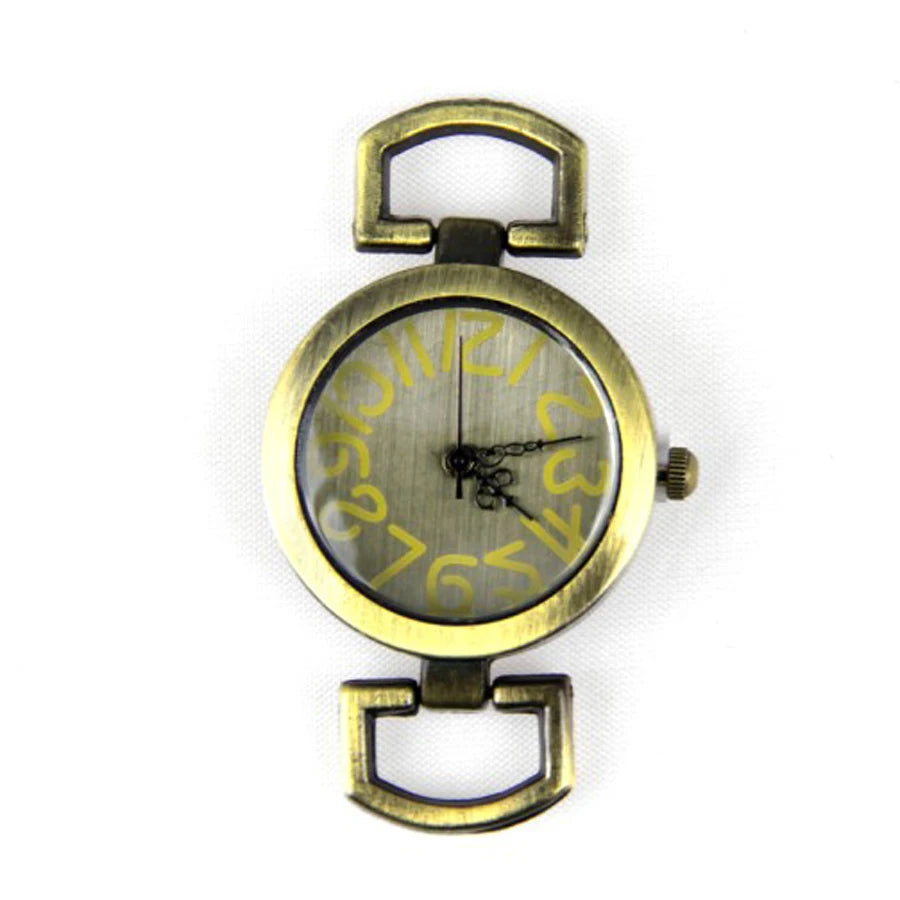 Cabezal de reloj de bronce antiguo con personalidad DIY Shsby, números negros, esfera circular, núcleo de reloj, correa de reloj, accesorios de reloj al por mayor