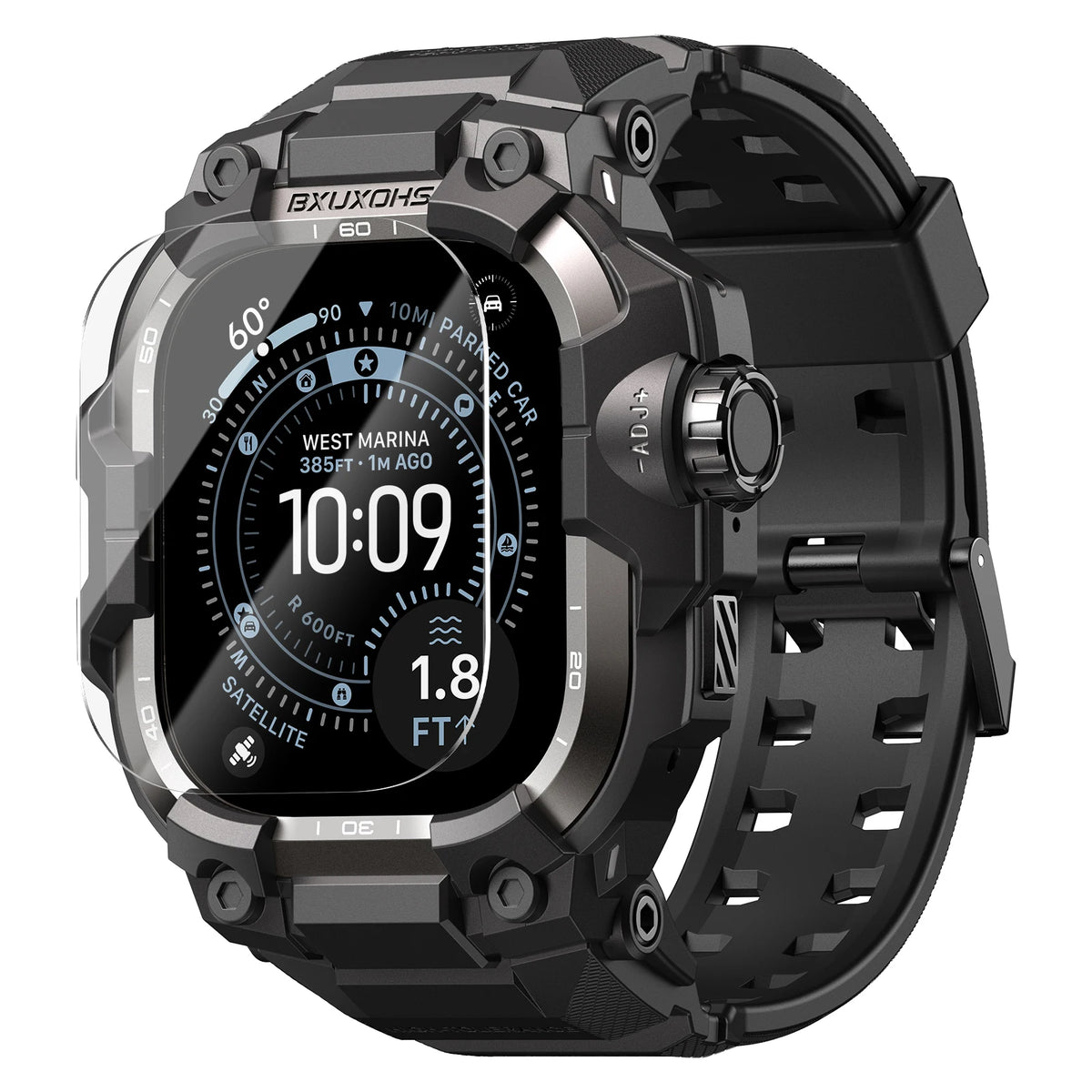 Funda reforzada con correa para Apple Watch de 49mm, 44mm, 45mm y 46mm, protector con parachoques a prueba de golpes para iWatch Ultra/2/3 y Series 11, 10, 9, 8, 7 y SE