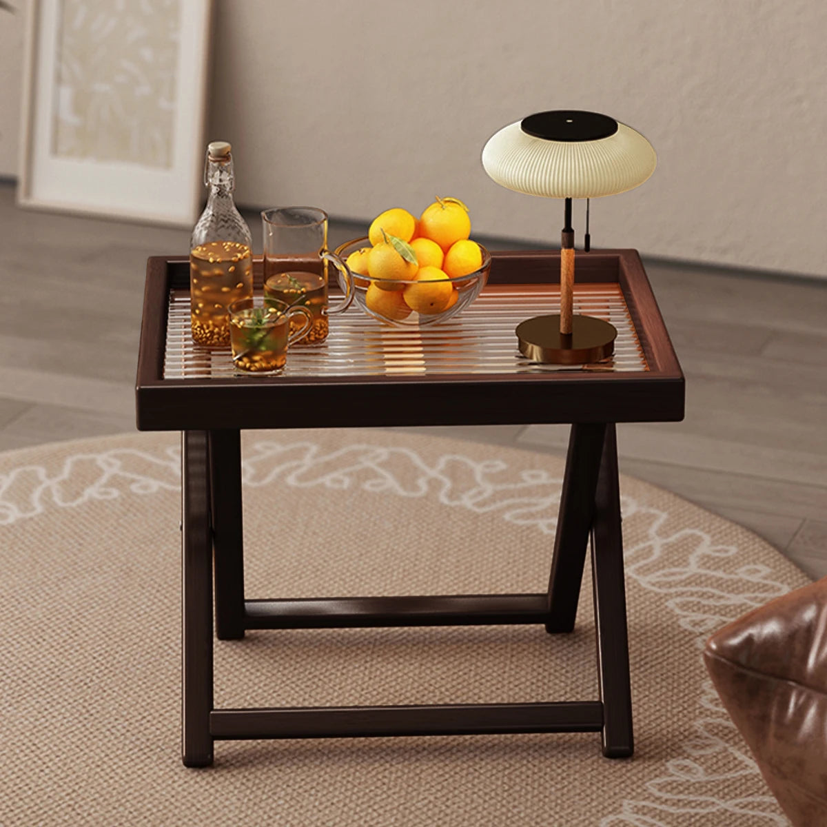 Klappbarer Outdoor-Beistelltisch aus Bambus in Teefarben – 40 cm x 30 cm, wetterfest und leicht für Camping und Terrasse