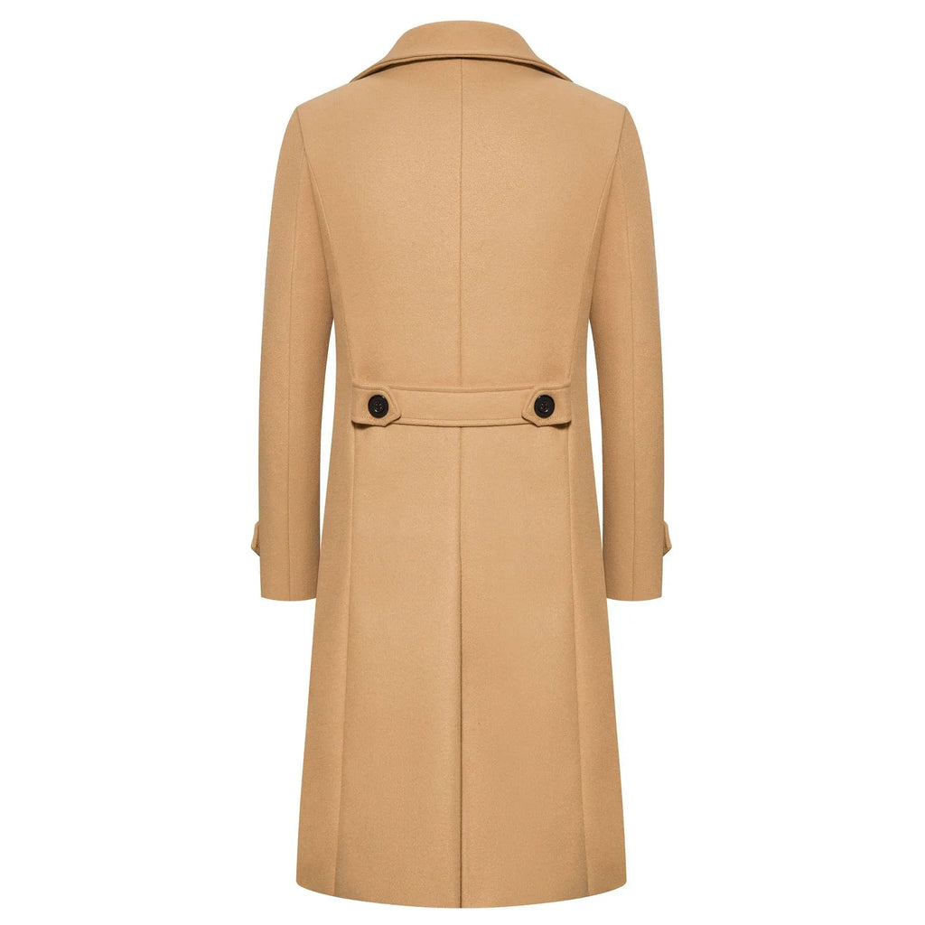 Spring Long Woolen Coats Men Fashion Double Breasted Trench Coats Autumn Turn Down Collar Slim Fit Windbreaker Male Outwear