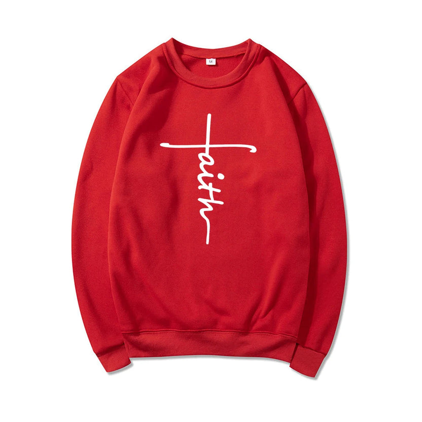Bluza z napisem Faith chrześcijańska odzież bluza z kapturem Faith Cross damska bluza z okrągłym dekoltem religijny top bluza z długim rękawem z kapturem