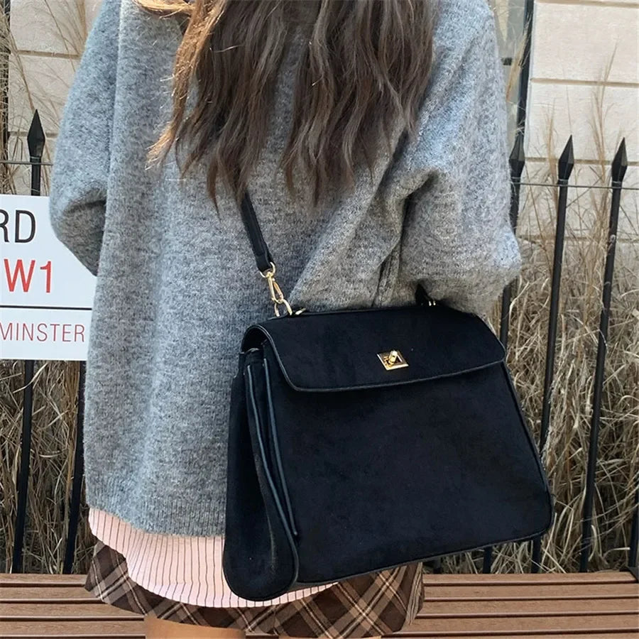 Faux Suede Large Capacity Women's Shoulder Messenger Tote Bag