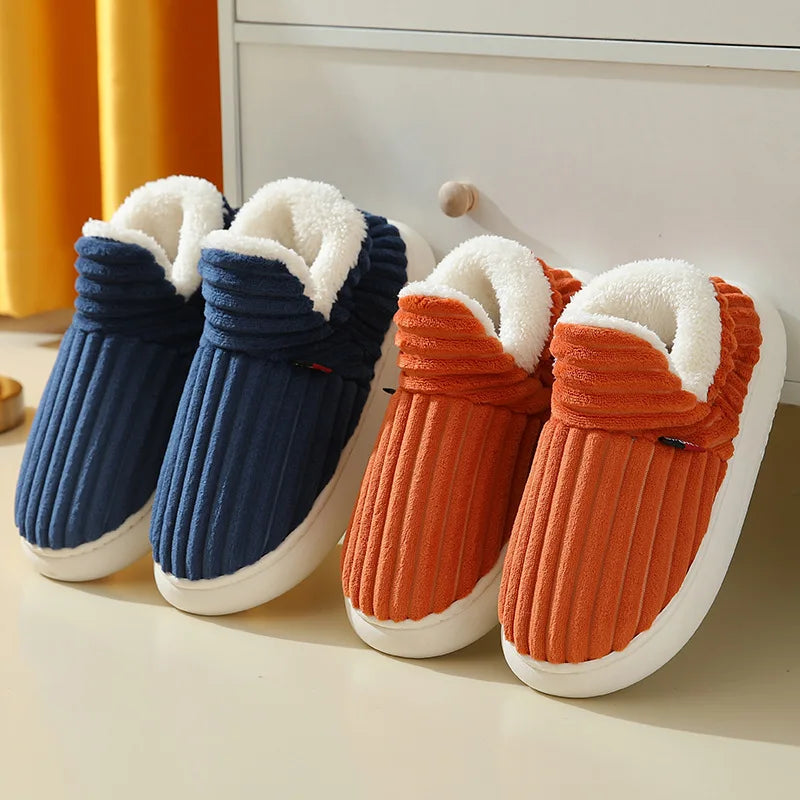 Evshine Soft Sole Slippers for Women Winter Fashion Women Fur Slippers Fuzzy Plush Men Slippers Warm Furry Women Cotton Shoes