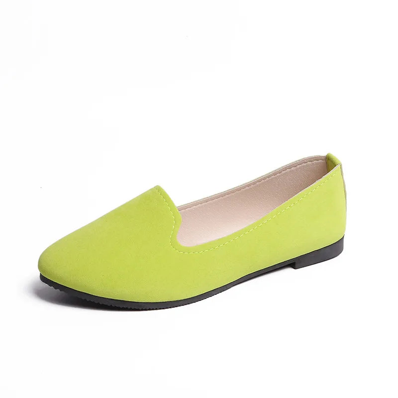2025 Spring and Autumn Casual Women's Shoes Women's Flat Shoes Women in Candy-Colored Suede Work Shoes WSH2216