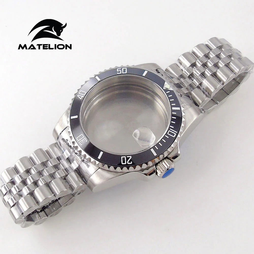 Koperta do zegarka Matelion 200M do nurkowania 40mm, pasuje do mechanizmów NH35 NH36 NH34 GMT ETA 2824 PT5000, bransoleta typu Jubilee, szkło szafirowe, zapięcie przesuwne