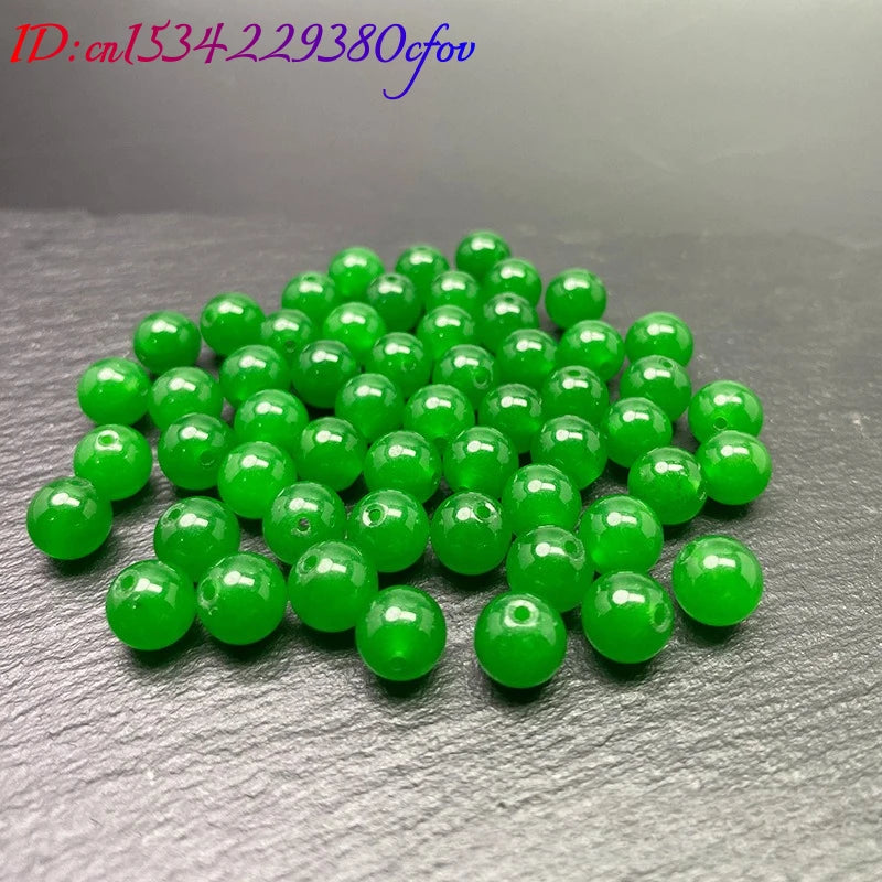 10pc Natural Jade Green Bead Bracelet DIY Bracelet Earrings Jewellery Accessories Hand-Carved Lucky Amulet Fashion Best Gift