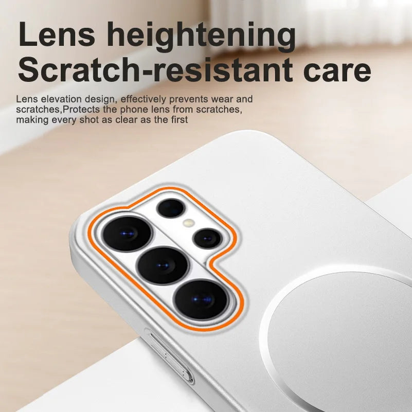 Metallic Paint Matte Case For Samsung S26 Ultra S26 + Galaxy S25 Edge S24 Fe S23 S22 A56 A55 Lens Protection Shockproof Cover