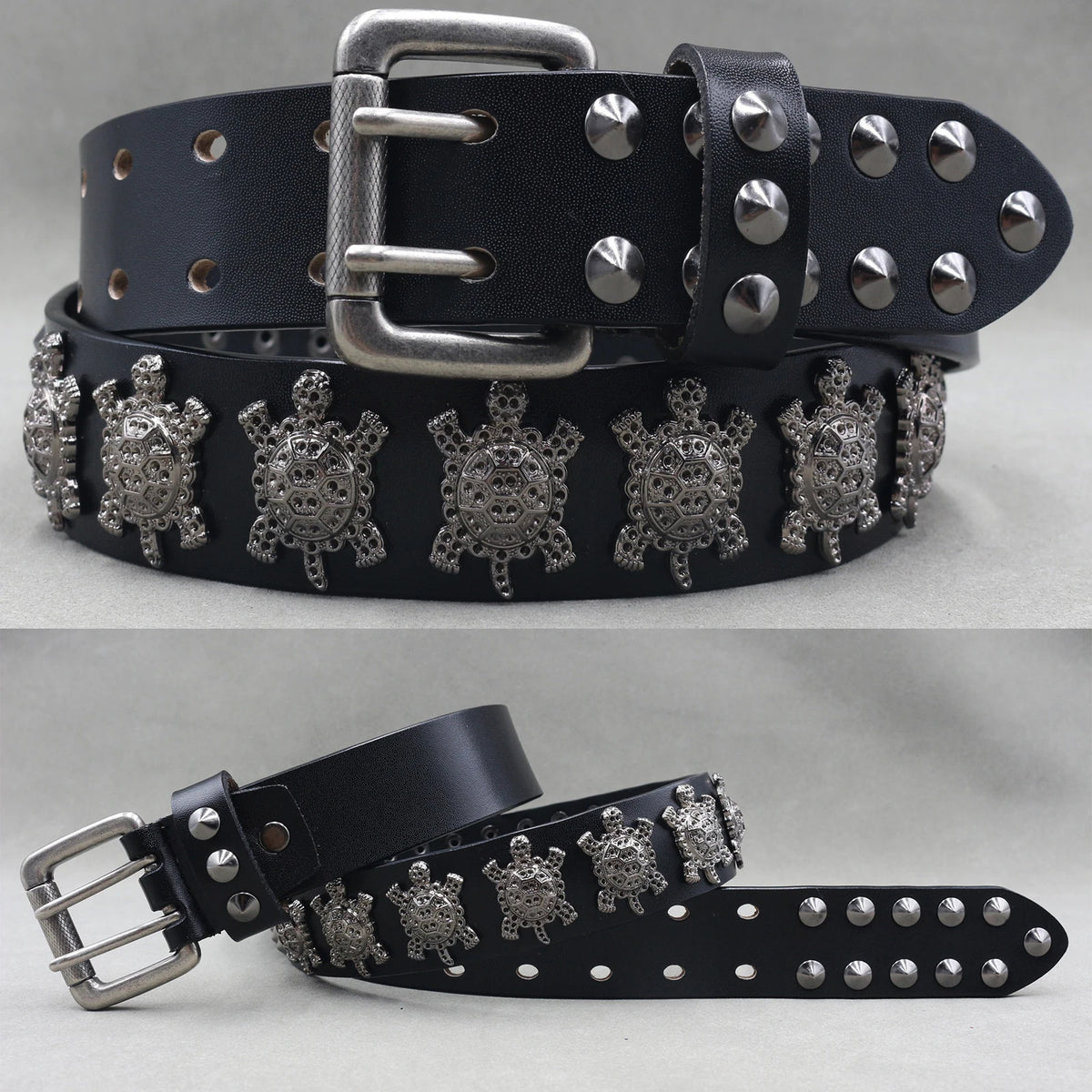 NUEVO Cinturón de cuero auténtico con remaches de metal pesado estilo punk para hombre, cinturón de vaquero con tachuelas, cinturón de cintura para hombre, cinturón para mujer