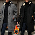 Men's Fleece-Lined Zipper Hooded Windbreaker Jacket Warm Winter Coat