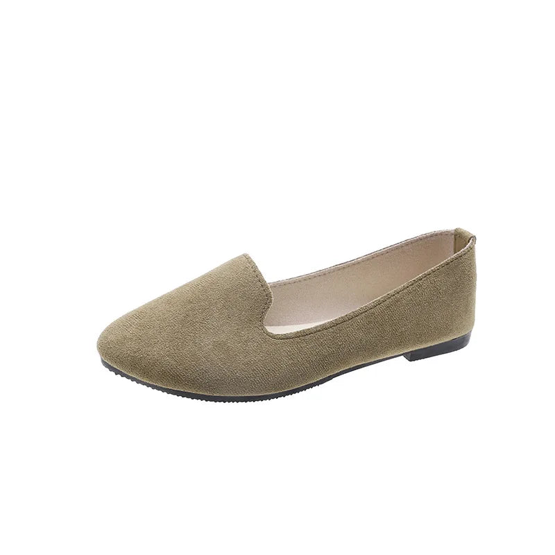 2025 Spring and Autumn Casual Women's Shoes Women's Flat Shoes Women in Candy-Colored Suede Work Shoes WSH2216