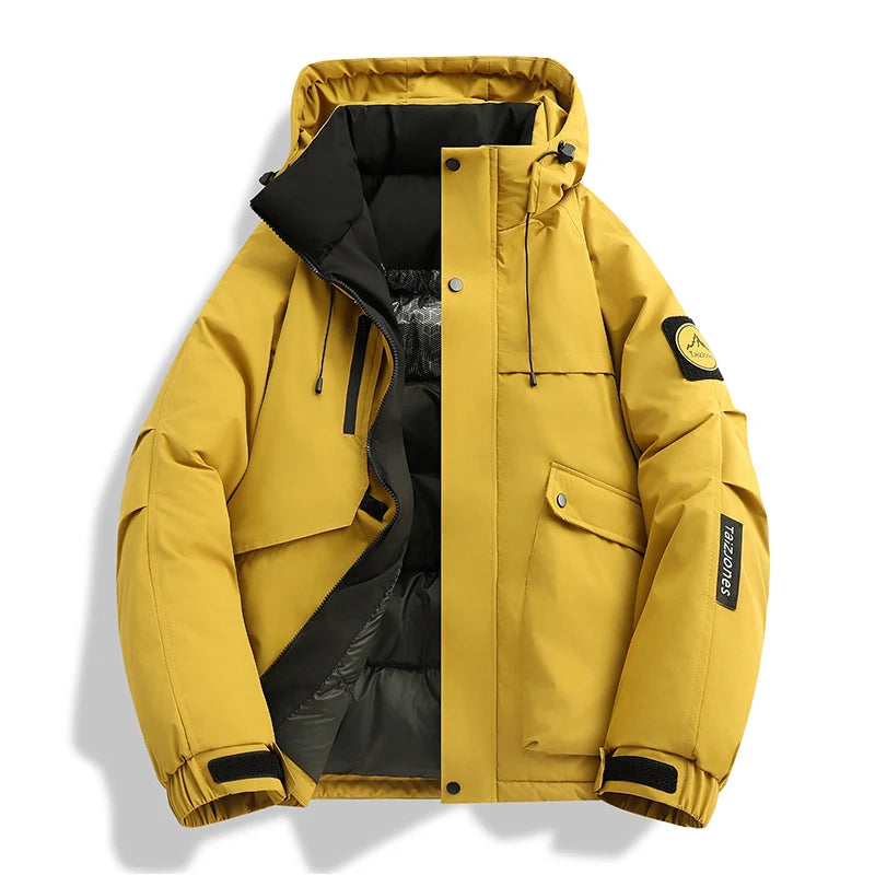 Men's Slim Fit Hooded Cotton and Polyester Winter Parka Jacket