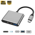 3-in-1 USB-C Hub with HDMI 4K, USB 3.0, and Charging Port