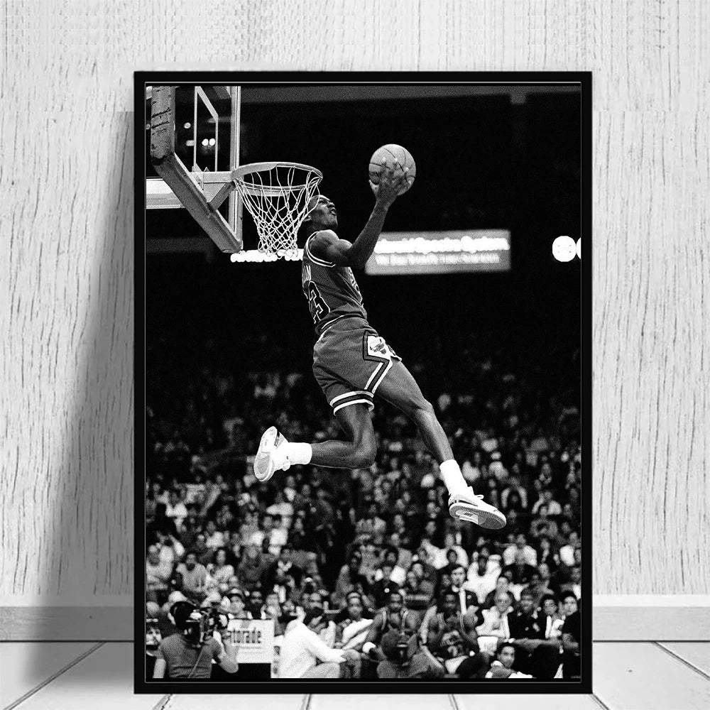Michael Jordan Black and White Basketball Canvas Wall Art