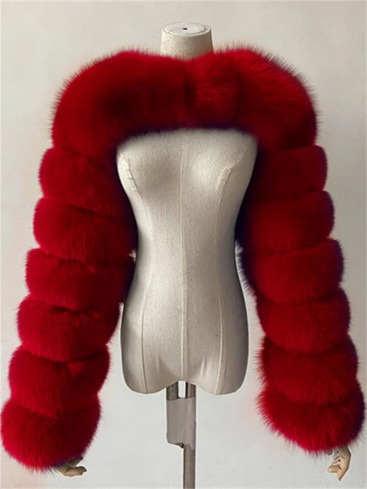 Vêtements d'hiver chauds 2022 manteaux en fausse fourrure rose noir femmes haut court à manches longues vestes en fausse fourrure gris blanc pour femmes en gros