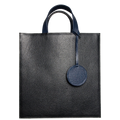 Pebbled Leather Briefcase Tote Bag Black