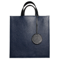 Maletín tipo tote de piel granulada azul marino