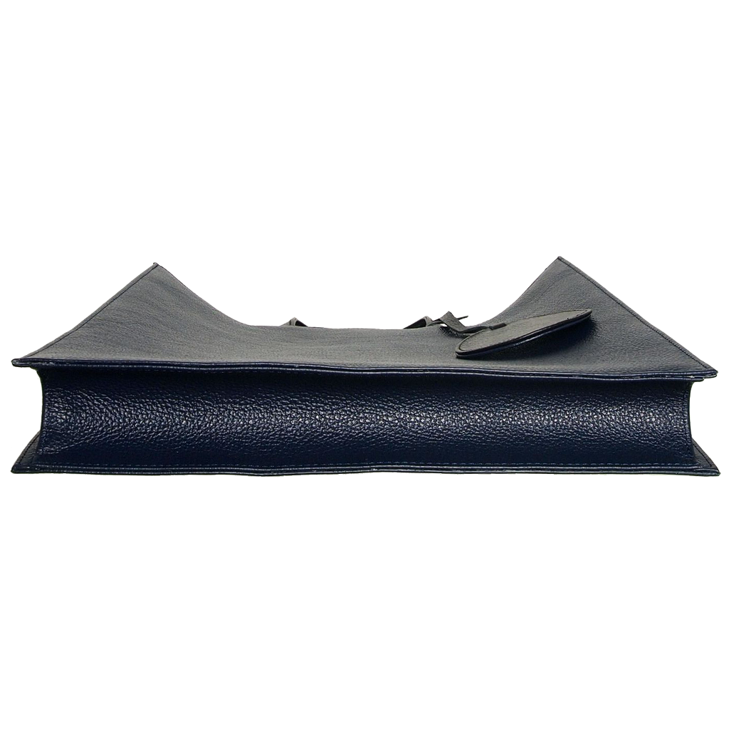 Maletín tipo tote de piel granulada azul marino