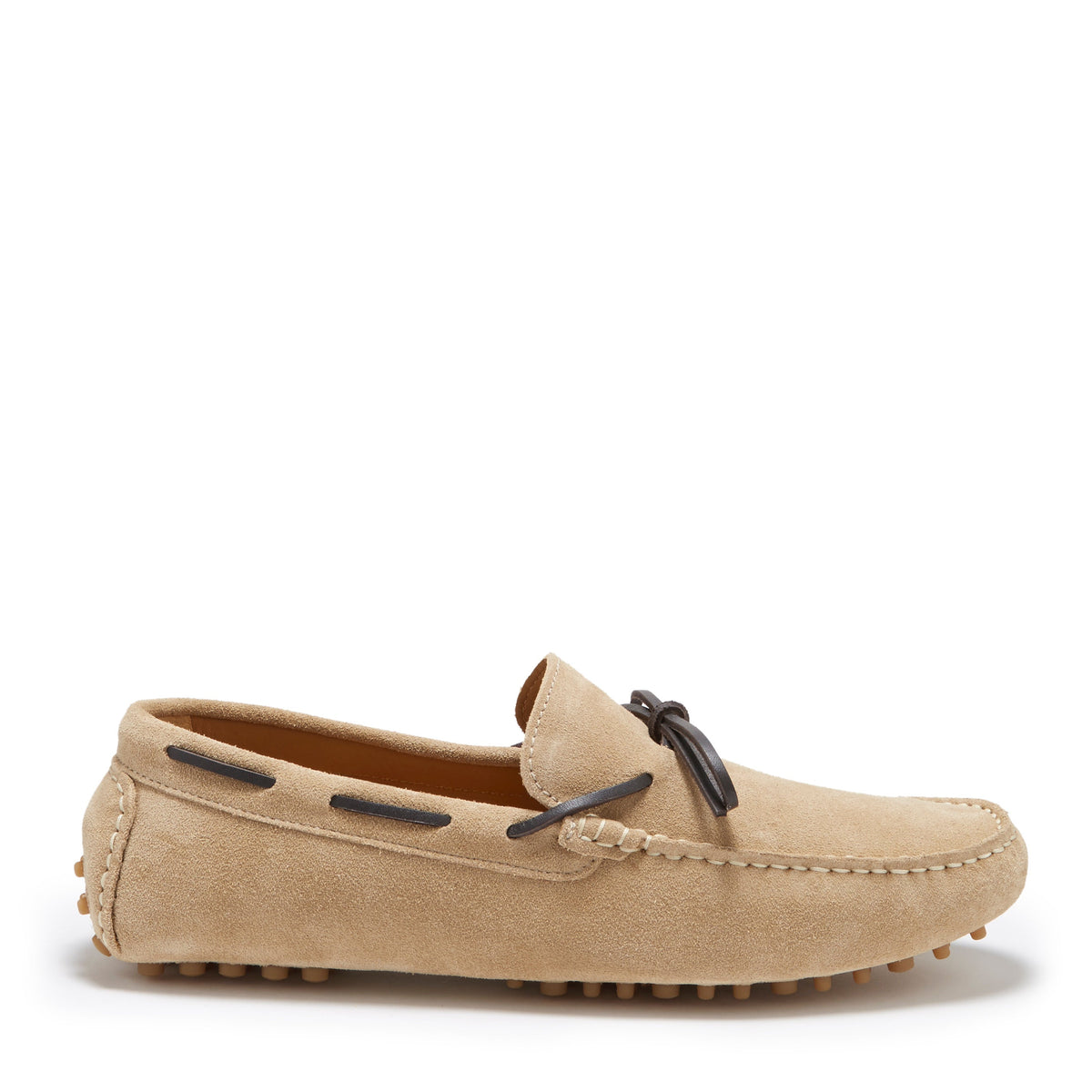 Mocasines de conducir con cordones, ante color topo
