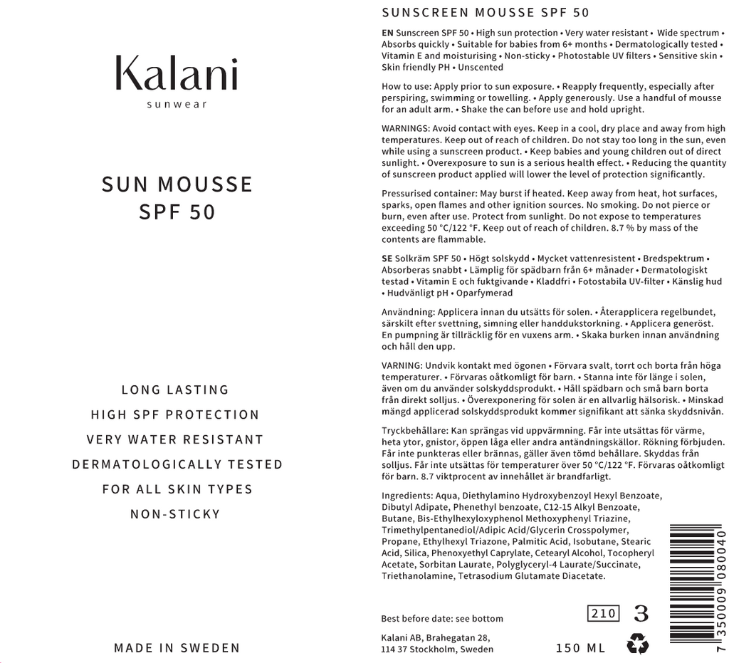 Kalani sunwear Sun Mousse SPF 50