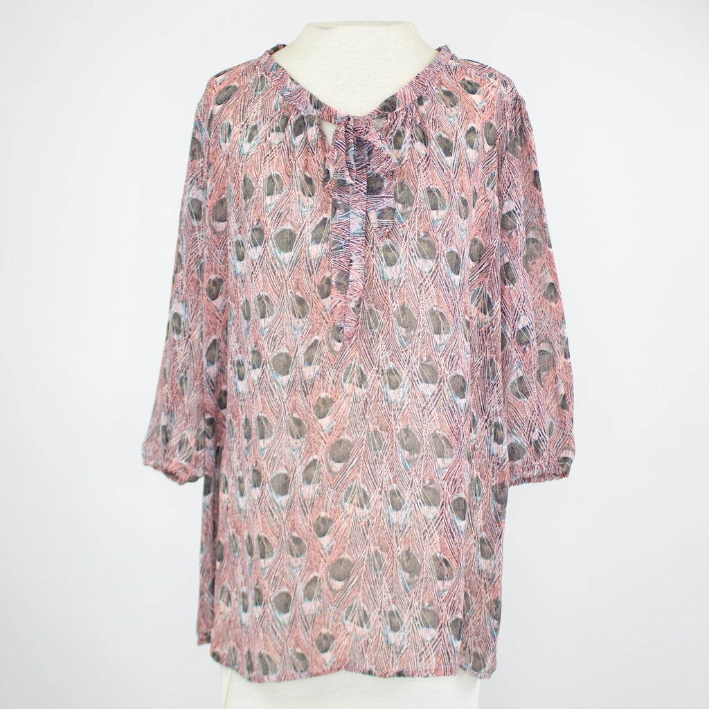 Blusa de manga 3/4 con lazo frontal - Rosa claro