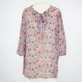 Blusa de manga 3/4 con lazo frontal - Rosa claro