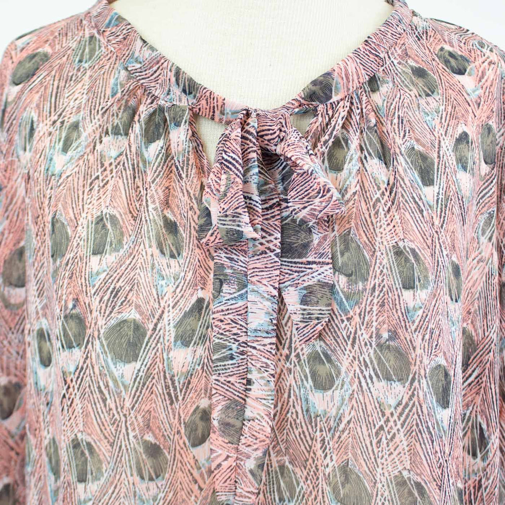 Blusa de manga 3/4 con lazo frontal - Rosa claro