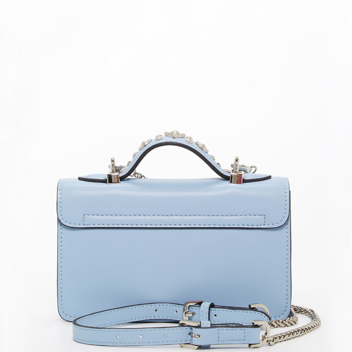 Small Leather Crossbody Bag Sky Blue Purse Studded Baby Blue Women's Handbag