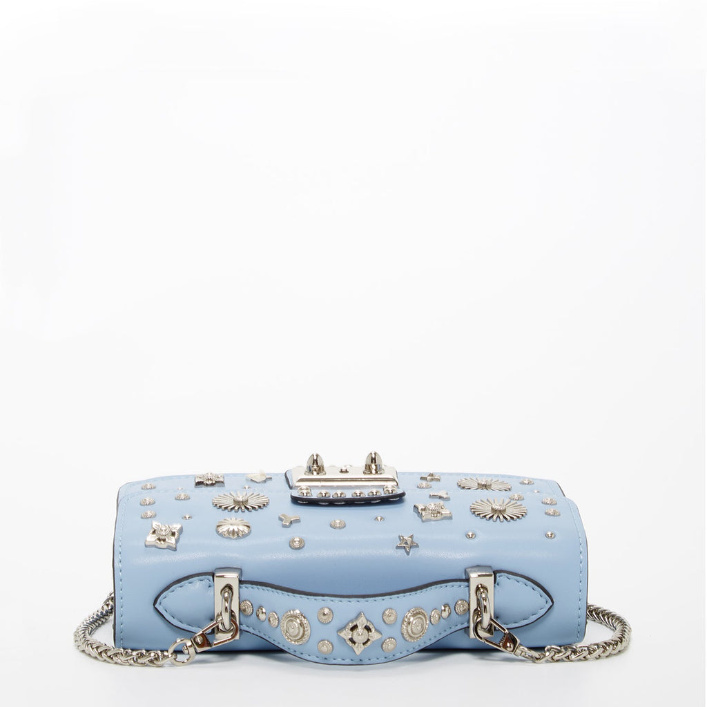 Small Leather Crossbody Bag Sky Blue Purse Studded Baby Blue Women's Handbag