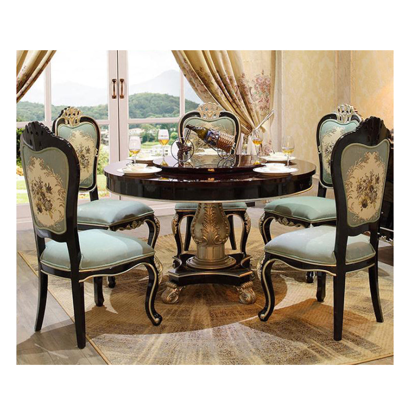 Mesa de comedor italiana de estilo antiguo, juego de mesa de comedor redonda de lujo de madera 100% maciza estilo Italia Bng016