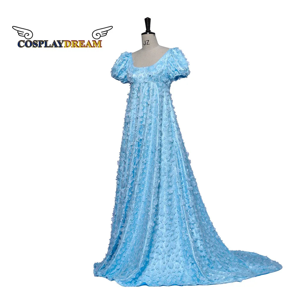 Daphne Cosplay Costume Blue Lace Victorian Ball Gown Dress