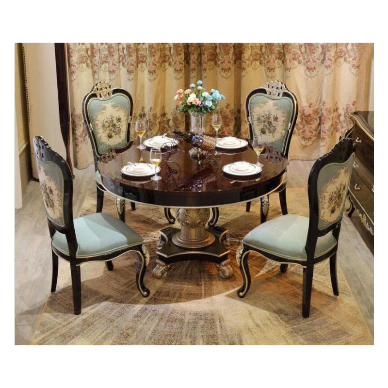 Mesa de comedor italiana de estilo antiguo, juego de mesa de comedor redonda de lujo de madera 100% maciza estilo Italia Bng016