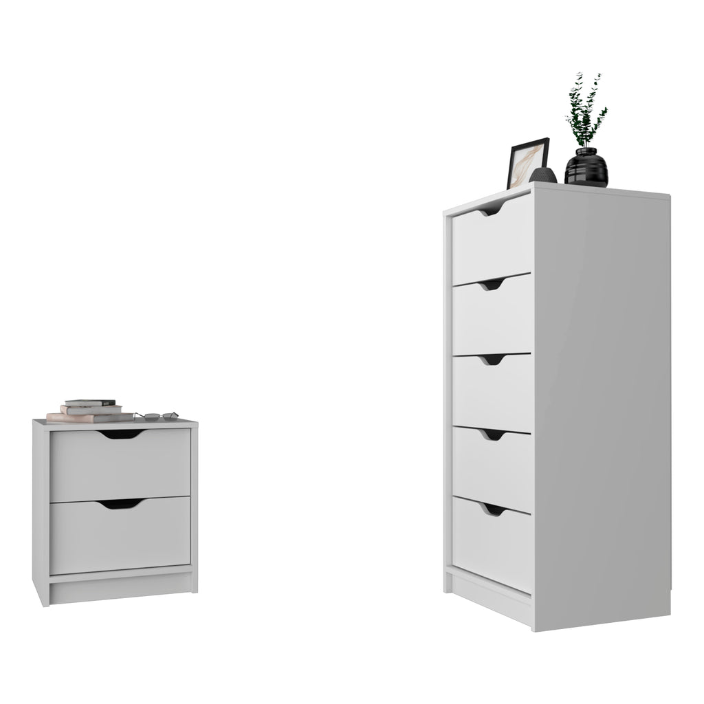 Juego de dormitorio de 2 piezas Raymer, blanco