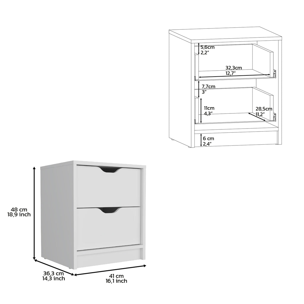 Juego de dormitorio de 2 piezas Raymer, blanco