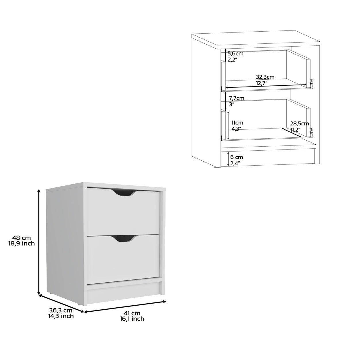 Juego de dormitorio de 2 piezas Raymer, blanco