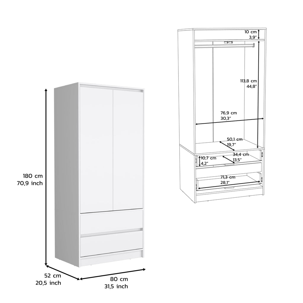 Lewes 2 Piece Bedroom Set, White
