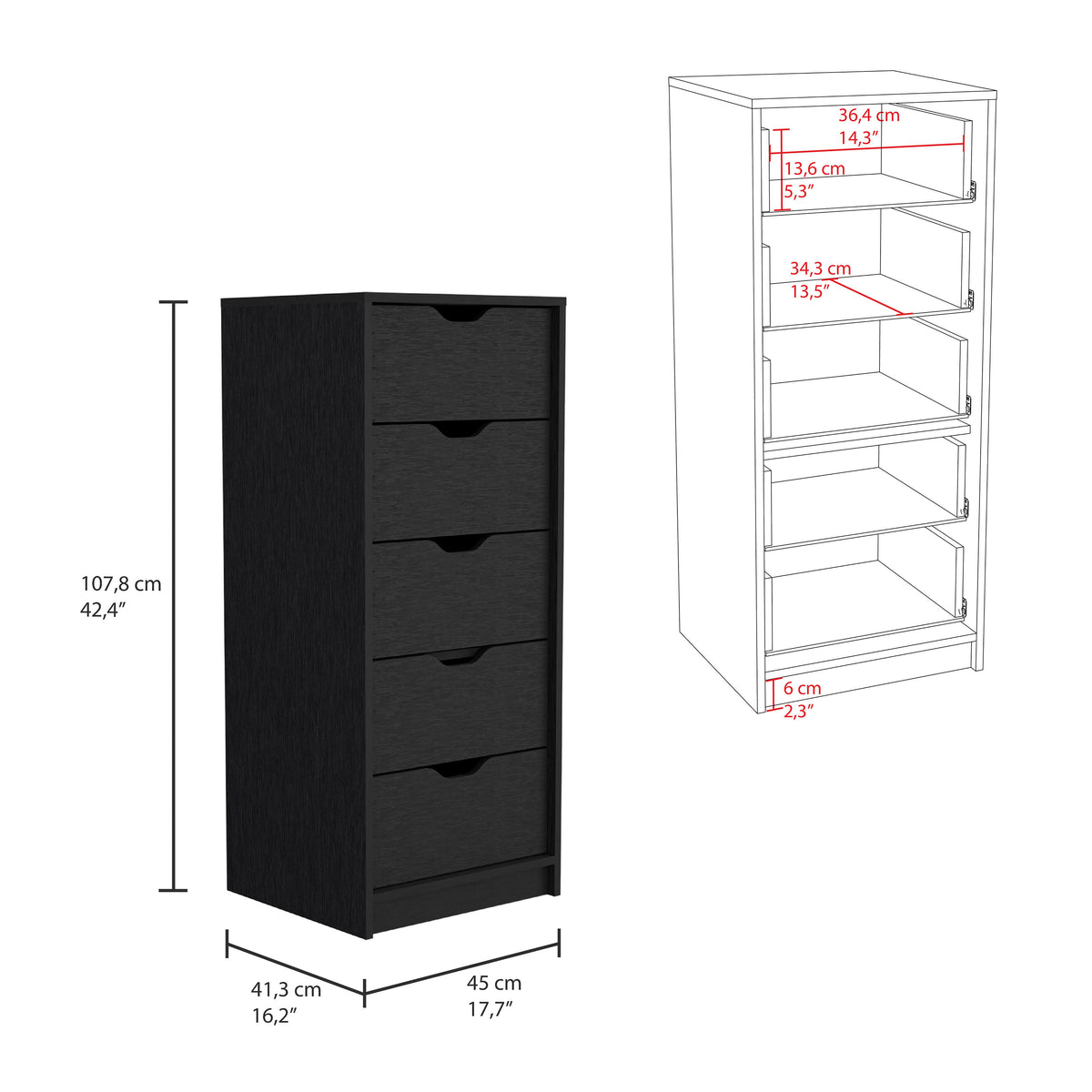 Juego de dormitorio de 2 piezas Bennett, negro