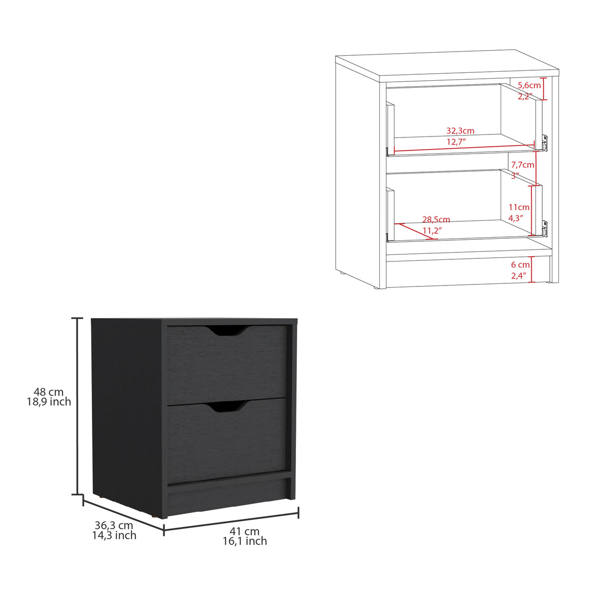 Juego de dormitorio de 2 piezas Bennett, negro