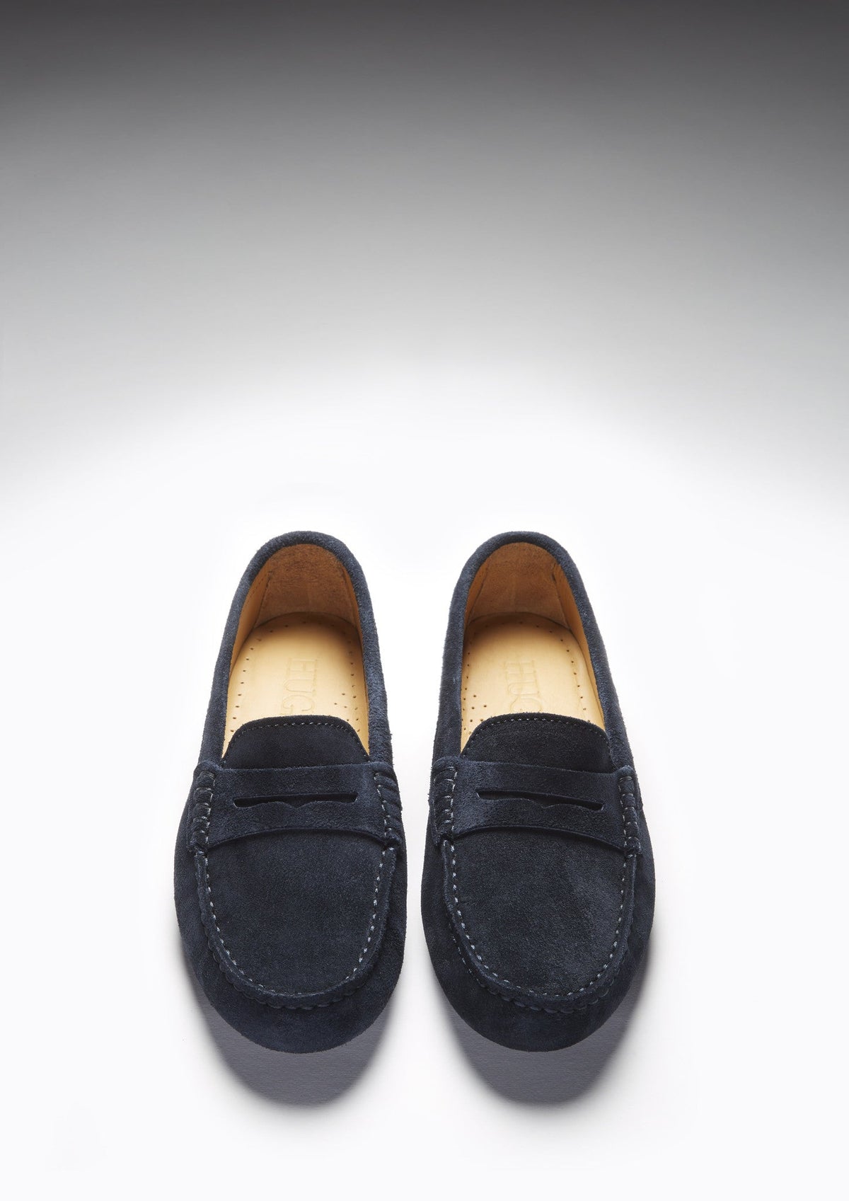 Mocasines tipo driving para mujer, ante azul marino