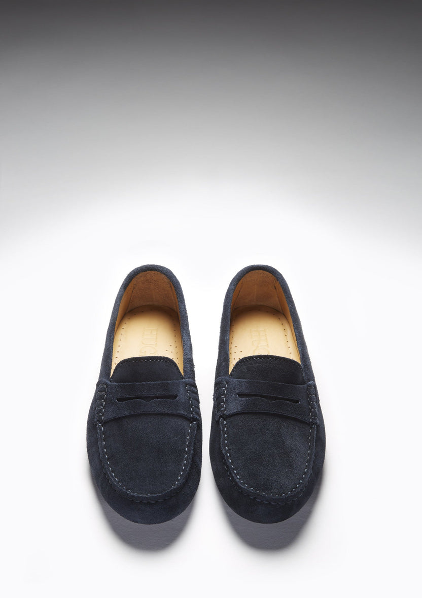 Women's Penny Driving Loafers, Navy Blue Suede
