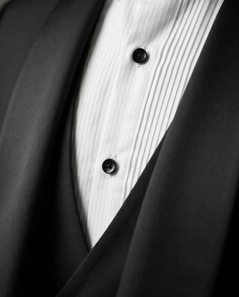 Classic Black Shawl Collar Tuxedo With Double-Breasted Vest